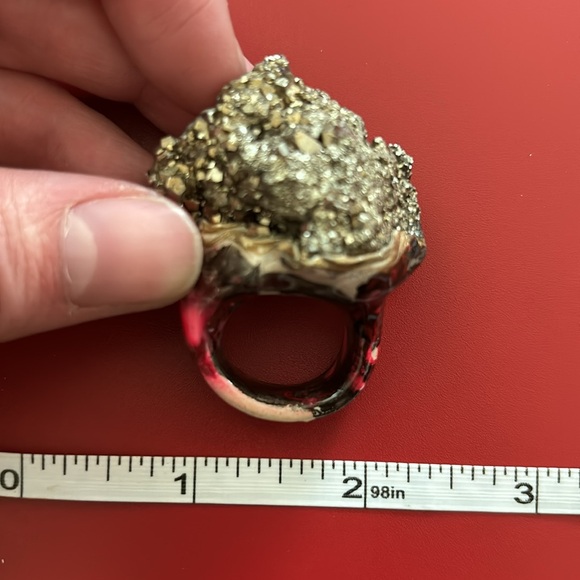 Artistic Chunky Iron Pyrite Fool’s Gold Ring - Picture 5 of 10